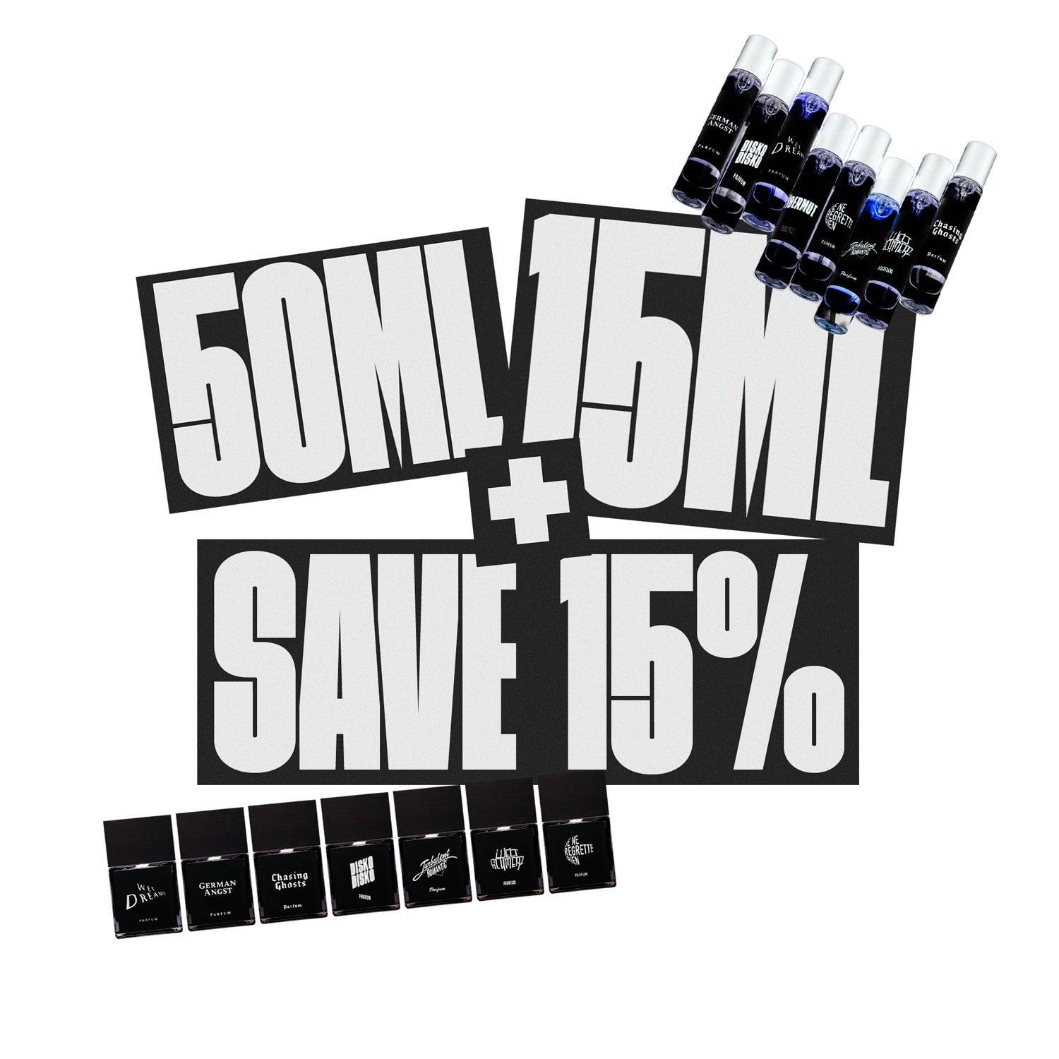 50 ML + 15 ML = 15% Sconto